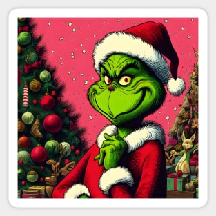 Whimsical Holidays: Grinch-Inspired Artwork and Festive Delights Sticker